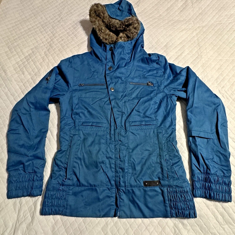 Burton Sz M DryRide Lush Snowboard Jacket Medium Womens Aqua Blue Ski Coat READ